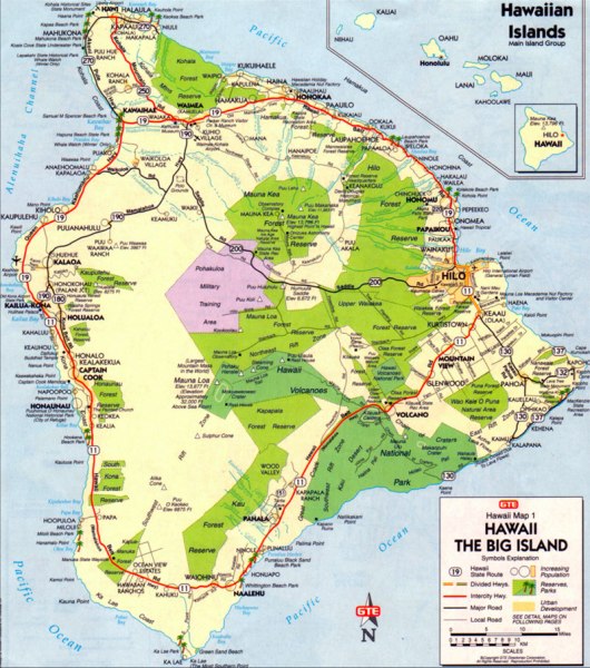 big island map hawaii